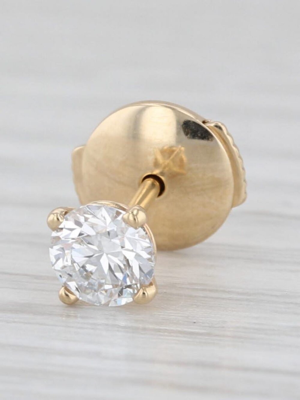 0.39ct IGI Round Lab Grown Diamond Single Stud Earring 14k Yellow Gold F VS1